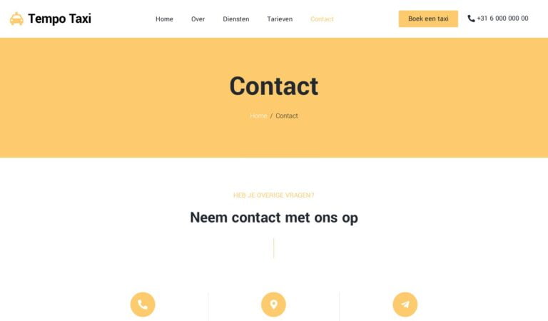 Taxi website contactpagina