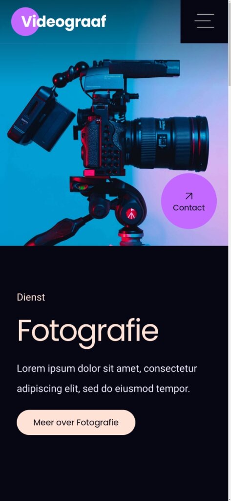 Mobiele website voor fotografen en videografen